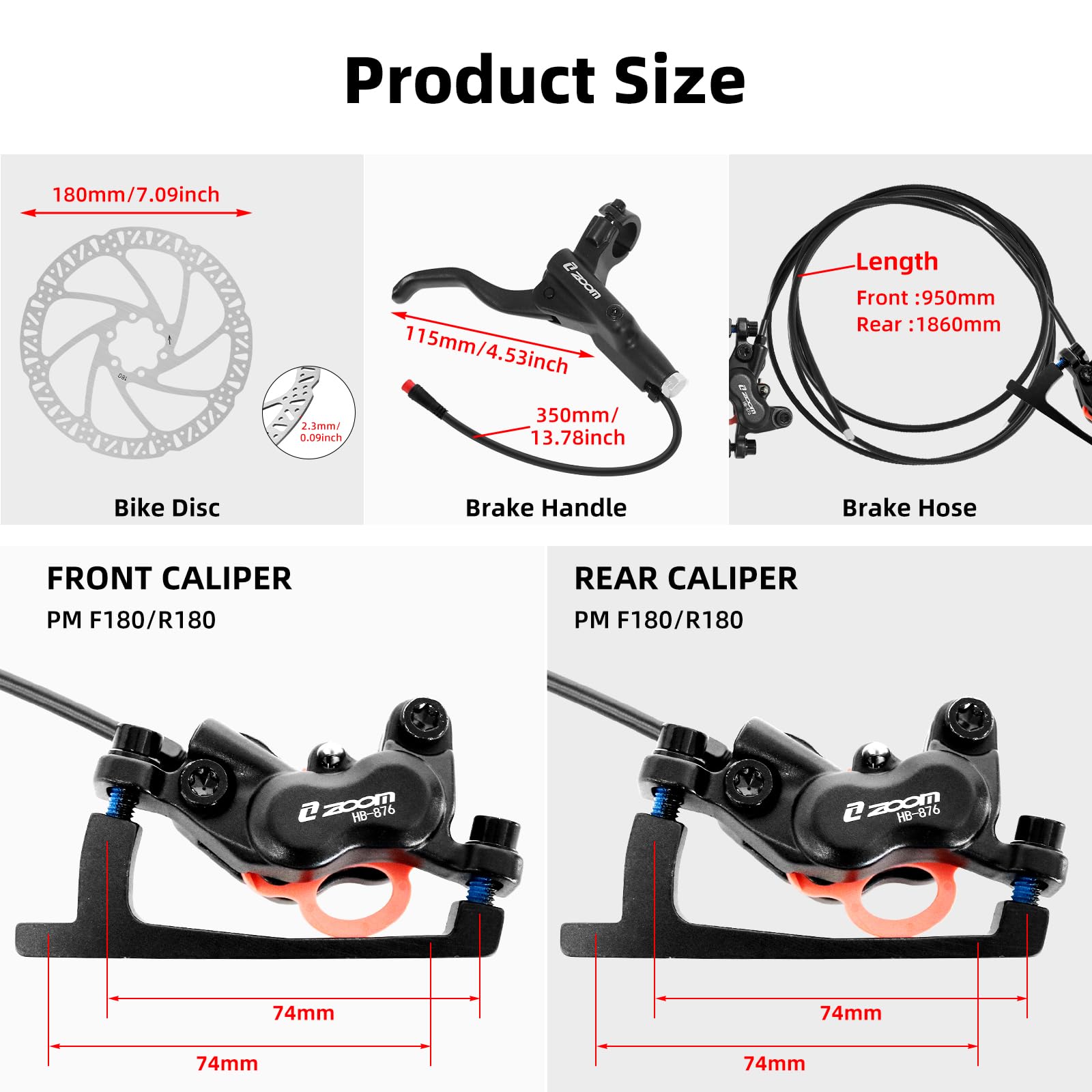 ZOOM HB876E Hydraulic Disc Bra - Zoom Hydraulic Brake 4 Piston E-Scooter review and price